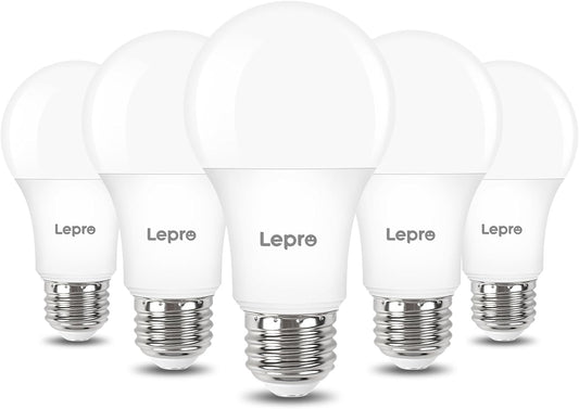 Lepro A19 Dimmable LED Light Bulbs, E26 Base, 9.5W (60W Equivalent), 800 Lumens, 2700K Warm White, UL Listed