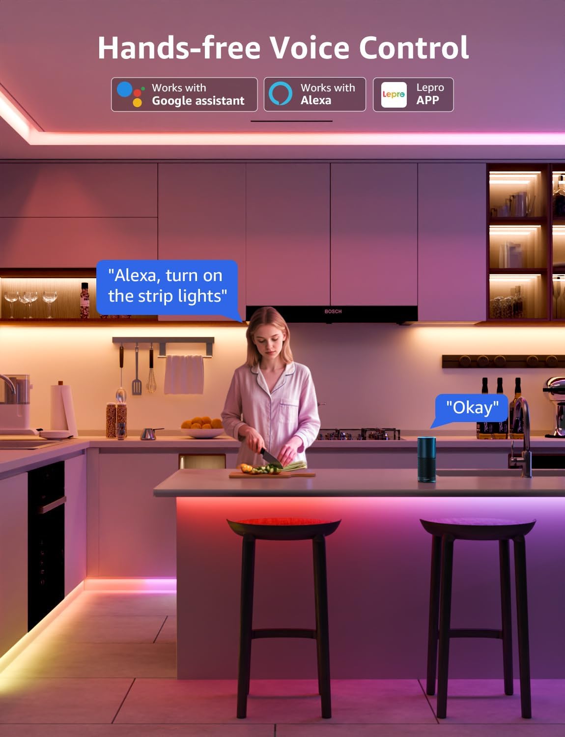 Lepro S2 Smart LED Strip Lights with AI Features (Dynamic RGB+Warm White+Daylight White)