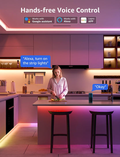 Lepro S2 Smart LED Strip Lights with AI Features (Dynamic RGB+Warm White+Daylight White)