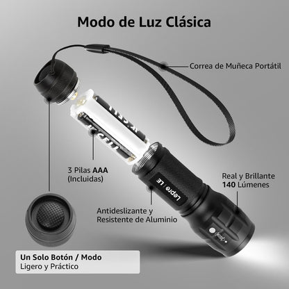 Lepro 2-Packs LED Flash Light LE1000 High Lumens, Mini Multifunction Tactical Flashlight , Zoomable, Waterproof, Adjustable Brightness, for Camping, Outdoor and Emergency Use (AAA Batteries Included)