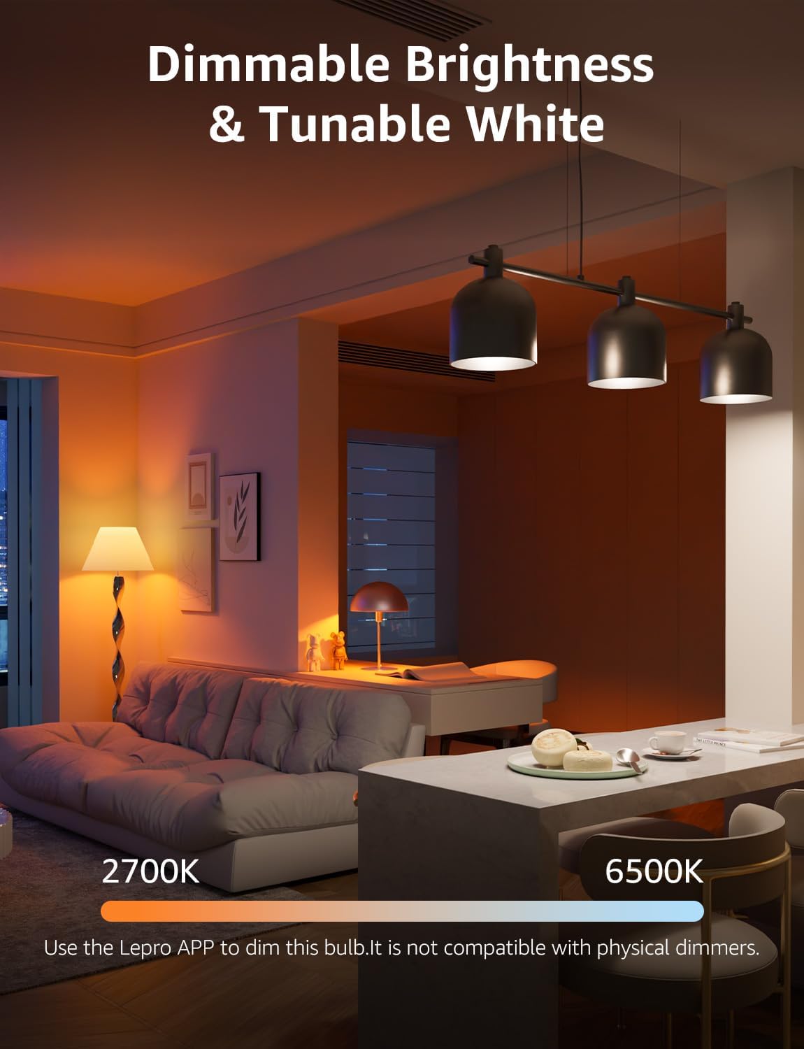 Lepro B3 AI Smart Light Bulbs - 1500LM 100W Equivalent A21 Bulb, WiFi & Bluetooth RGBWW Color Changing, Works with Alexa & Google Assistant, AI Voice Control by App, Music Sync, 2.4GHz Only