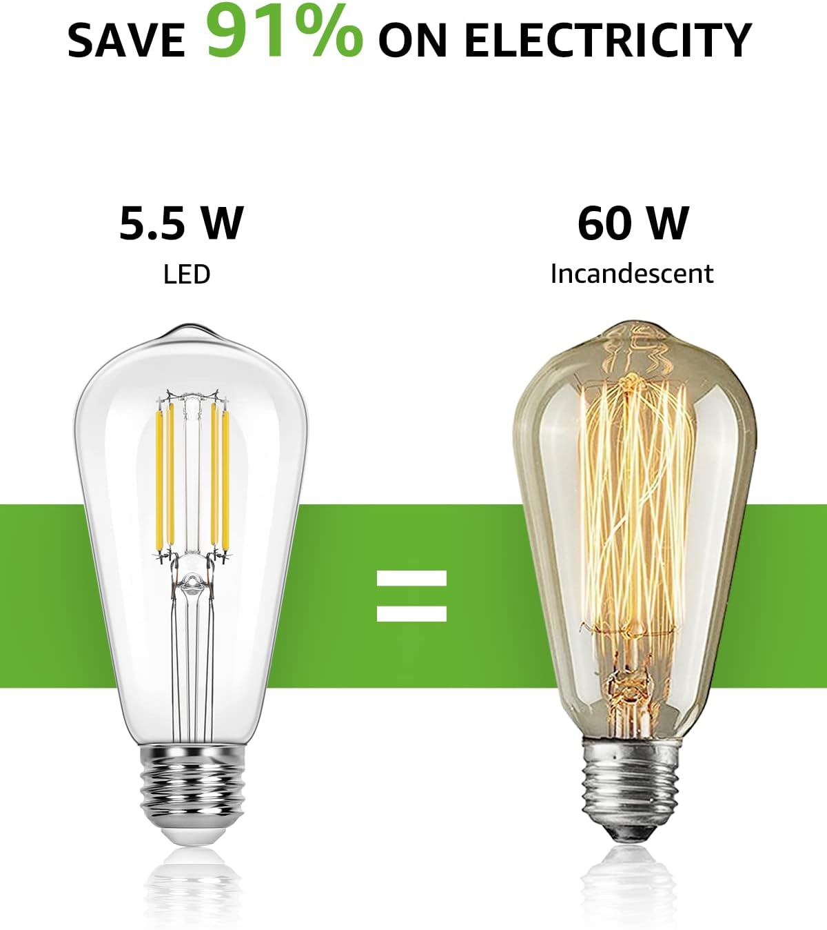 Lepro ST19 Vintage Edison LED Bulbs, Dimmable, E26 Base, 8W (60W Equivalent), 800 Lumens, 2700K Warm White, Clear Glass