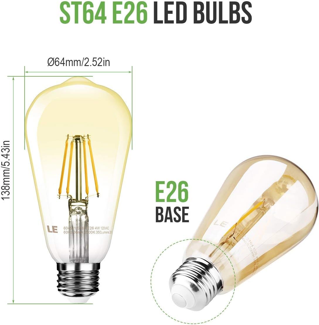 LE ST64 E26 Vintage Edison LED Bulbs