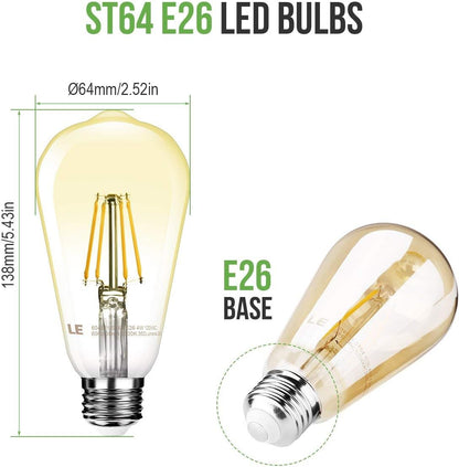 LE ST64 E26 Vintage Edison LED Bulbs