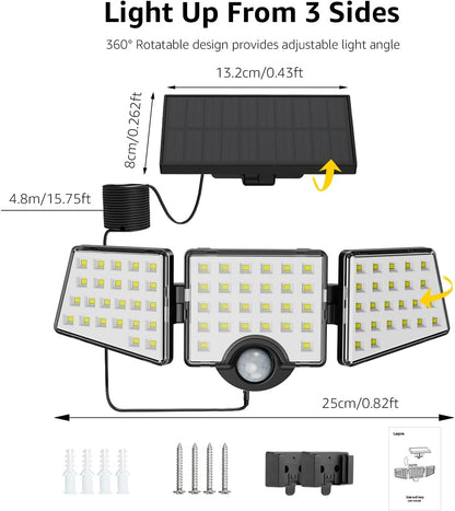 Lepro Solar Motion Sensor Flood Lights with Separate Solar Panel - 1000LM