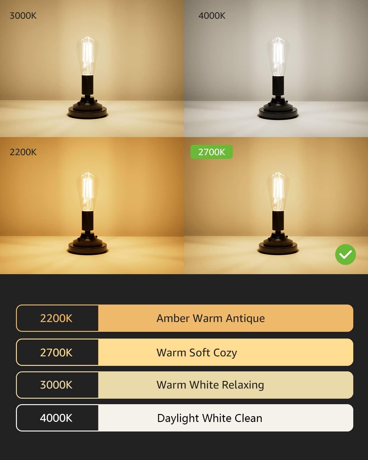Lepro ST19 Vintage Edison LED Bulbs, Dimmable, E26 Base, 8W (60W Equivalent), 800 Lumens, 2700K Warm White, Clear Glass