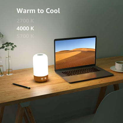 Lepro RGB Ambient Table Lamp with Wood Grain Base, Dimmable & Color Changing