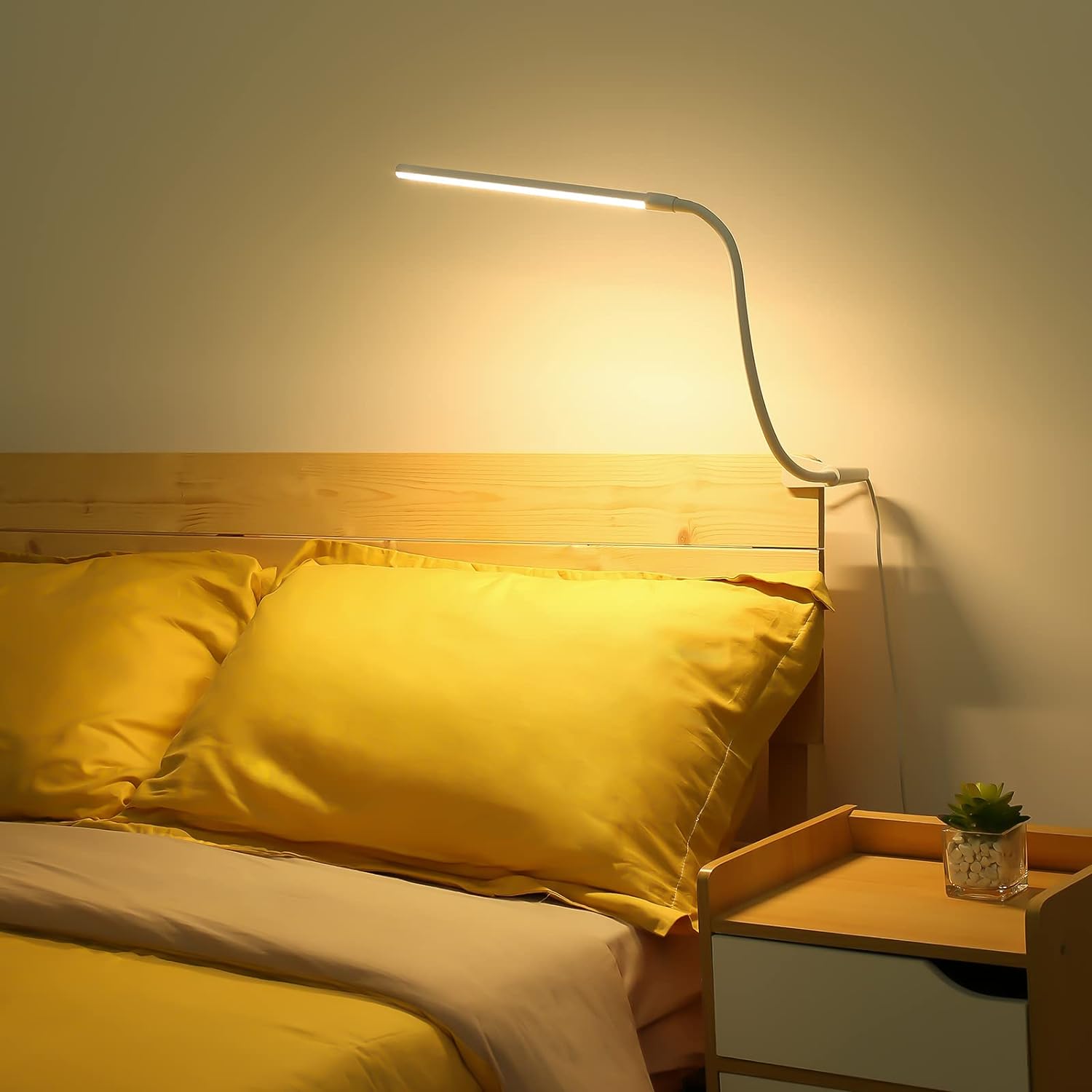 Lepro Clamp Desk Lamp (Dimmable, White, Eye-Caring Reading Light)