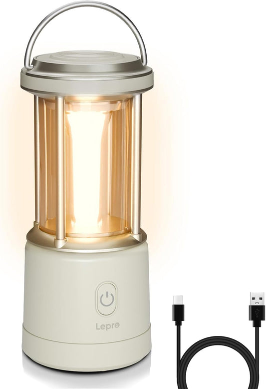 Lepro 2000LM LED Camping Lantern Rechargeable, Waterproof Tent Light with 5 Light Modes, Camping Essentials, Portable Lantern Flashlight for Camping, Emergency Light, Power Outage, USB Cable Included