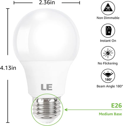 Lepro LED Light Bulbs 60 Watt Eqv Annual Save $6.12 per, 9W 800 Lumens Non-Dimmable, Daylight White 5000K, A19 E26 Standard Medium Base, 10000 Hour Lifetime
