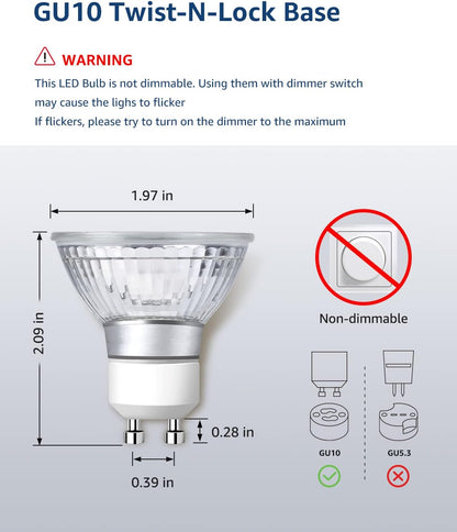 Lepro GU10 LED Light Bulbs, Non-Dimmable, 4W (35W Equivalent), 5000K Daylight, 100° Flood Beam