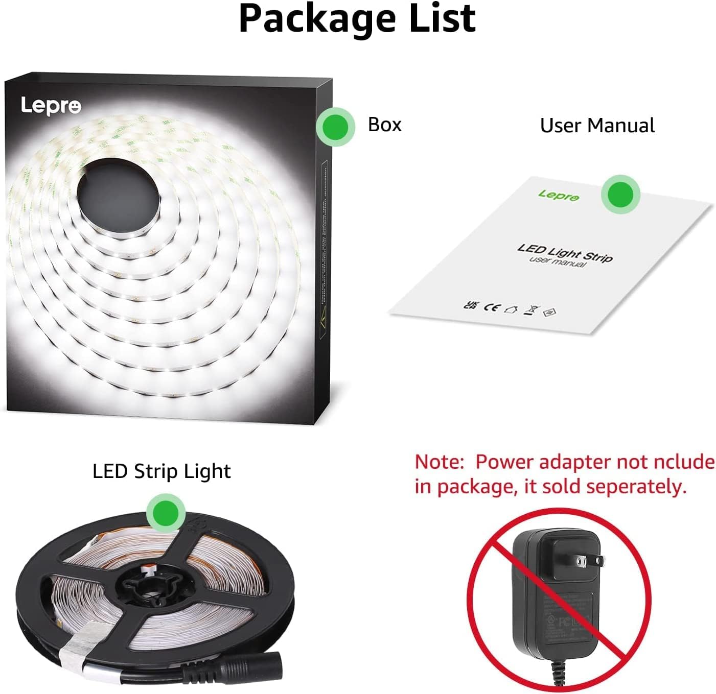 Lepro Flexible LED Light Strip (16.4ft, Daylight White, Cuttable)