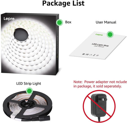 Lepro Flexible LED Light Strip (16.4ft, Daylight White, Cuttable)