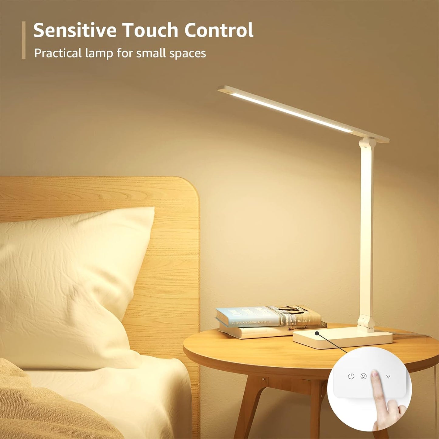 Lepro Touch-Control LED Desk Lamp – Dimmable with 3 Color Modes for Home & Office (White)