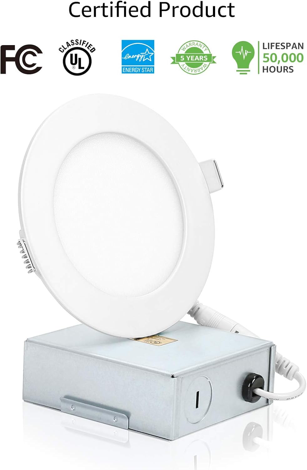Lepro 12 Pack LED Recessed Lighting, 4 Inch Ultra-Thin Ceiling Light with Junction Box, Dimmable Retrofit Downlight, 11W 750LM 3000K Soft White Baffle Trim - UL FCC Energy Star Certified