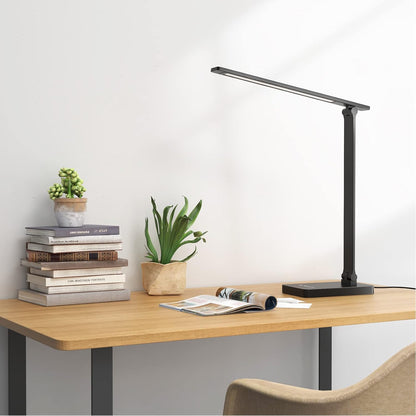 Lepro LED Desk Lamp (Dimmable, Black, with USB Charging Port)
