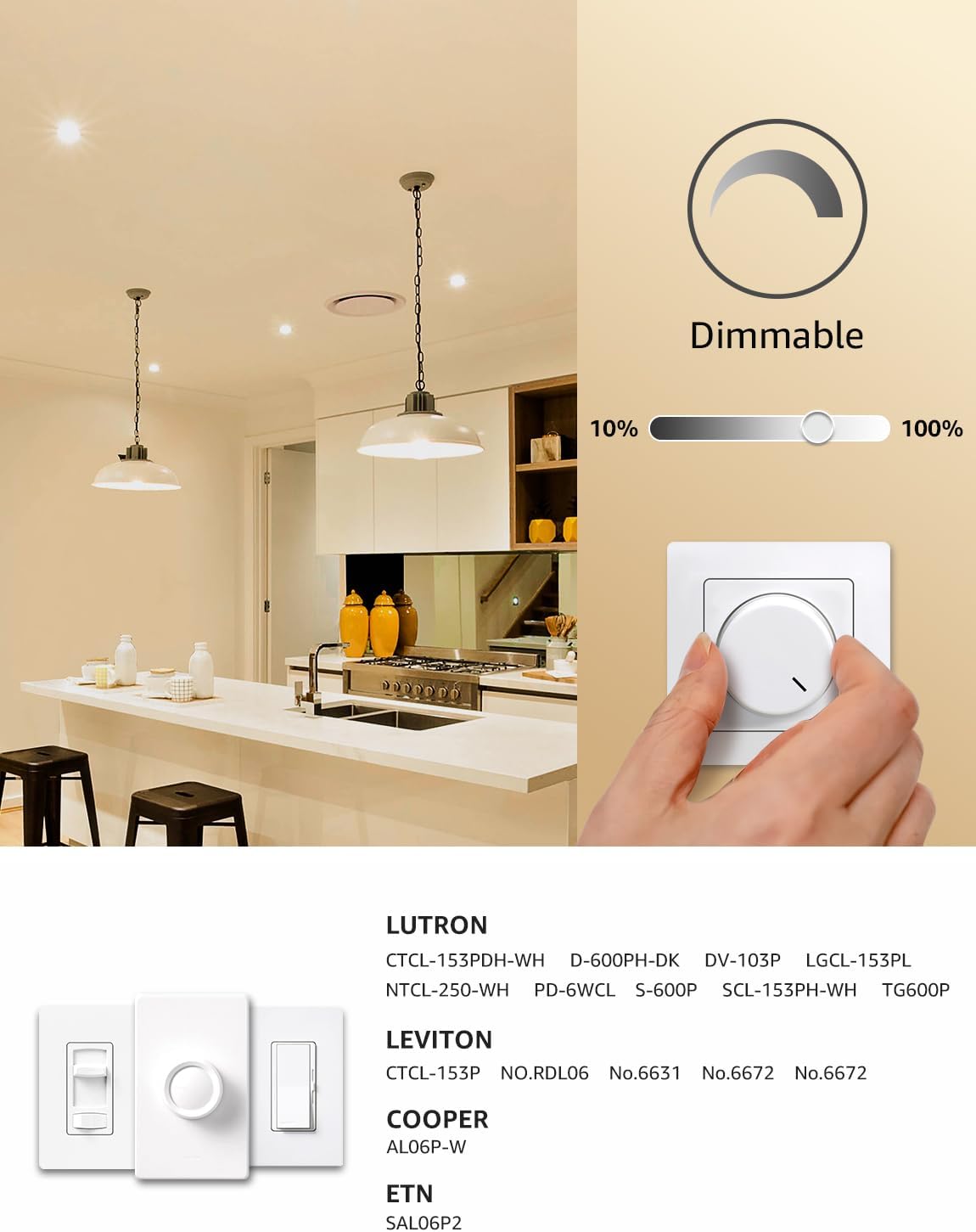 Lepro A19 Dimmable LED Light Bulbs, E26 Base, 9.5W (60W Equivalent), 800 Lumens, 2700K Warm White, UL Listed