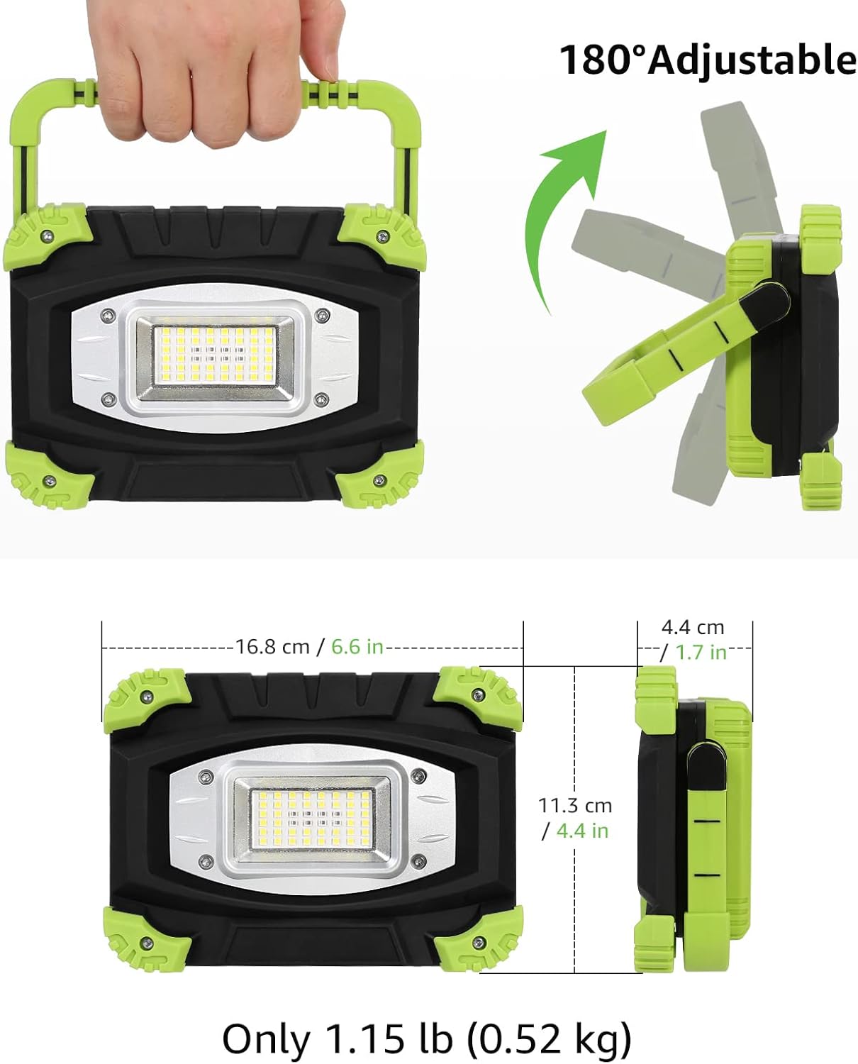 Lepro Portable LED Work Light, 20W, Rechargeable Outdoor Flood Light, Power Bank for Hiking, Working, Car Repairing, Workshop and More
