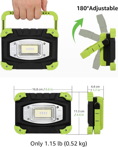 Lepro Portable LED Work Light, 20W, Rechargeable Outdoor Flood Light, Power Bank for Hiking, Working, Car Repairing, Workshop and More