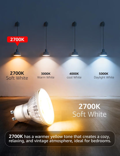 Lepro GU10 LED Light Bulbs, Non-Dimmable, 4W (35W Equivalent), 2700K Warm White, 100° Flood Beam