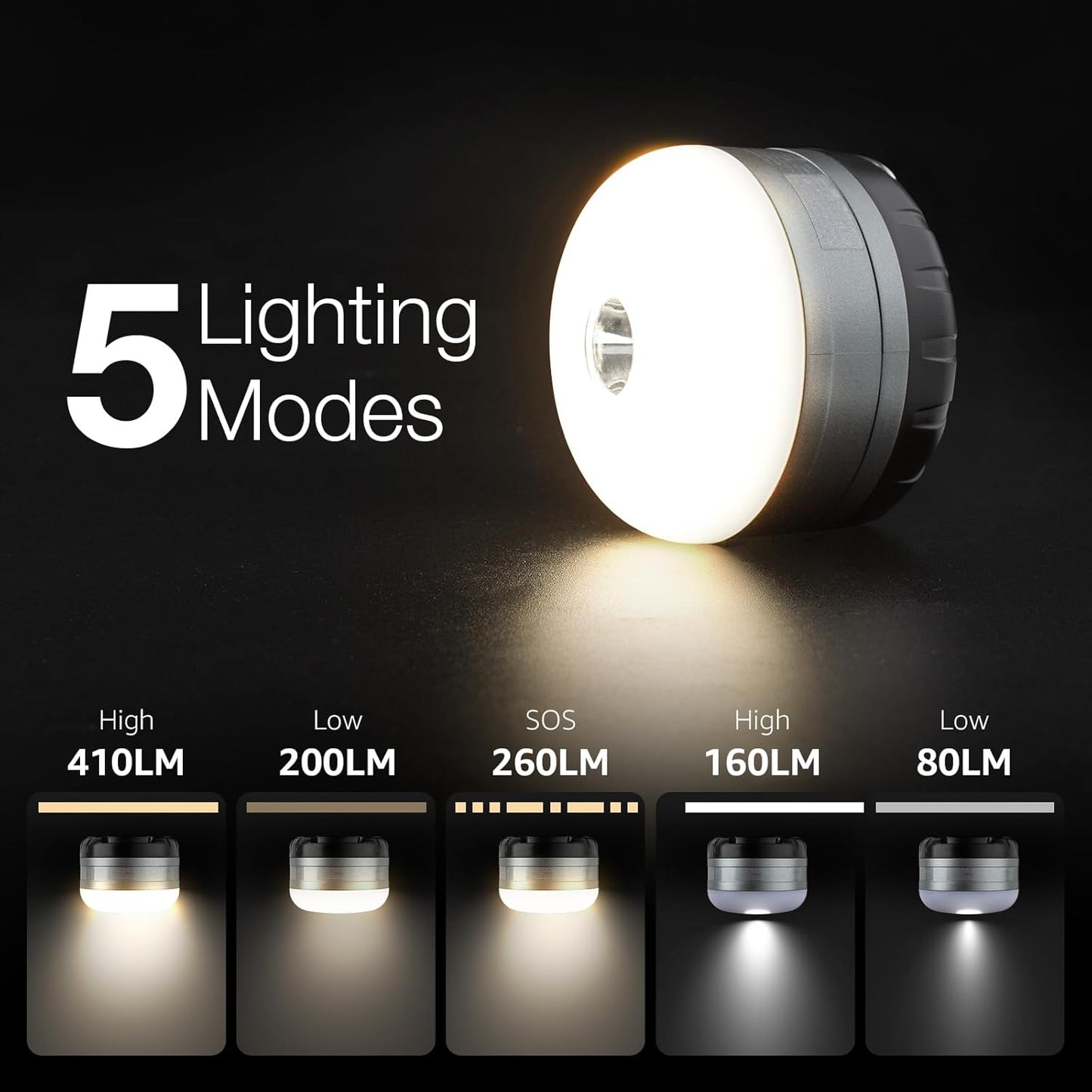 Lepro LED Camping Lantern (Rechargeable & Waterproof, with 5 Adjustable Brightness Levels)