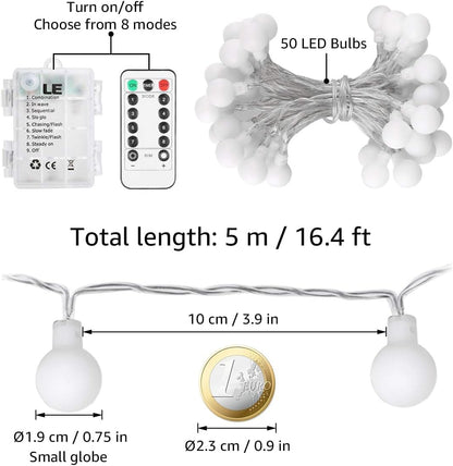 Lepro 16.4ft Battery Powered LED Globe String Lights