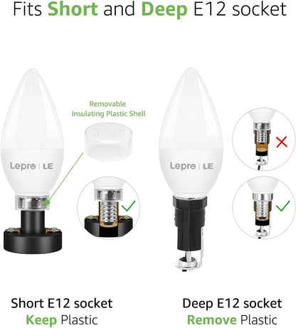 Lepro B11 LED Candelabra Bulbs, E12 Base, 5.5W (40W Equivalent), 500 Lumens, 5000K Daylight, Non-Dimmable