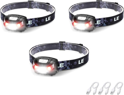Lepro 3 Pack LED Headlamp Rechargeable