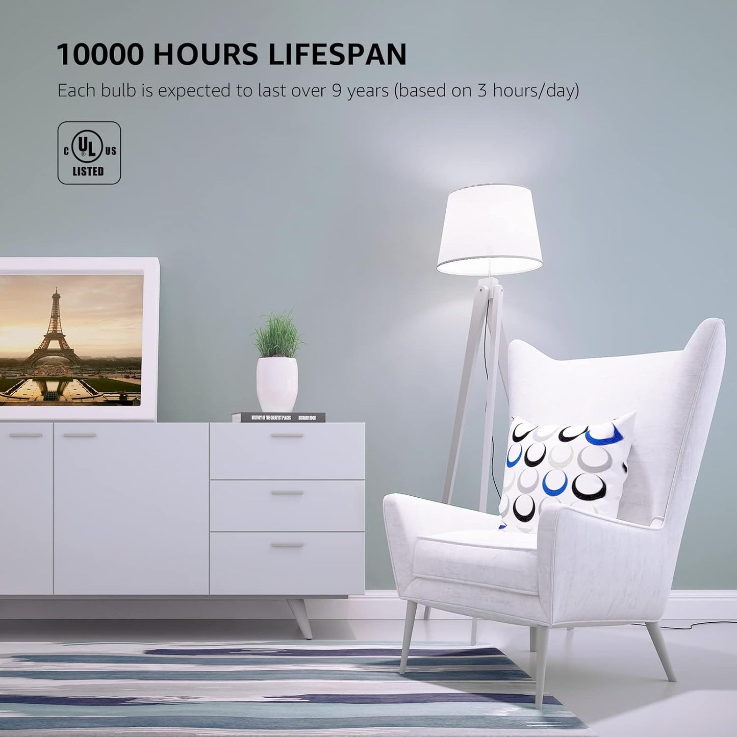 Lepro LED Light Bulbs 60 Watt , 9W 800 Lumens Non-Dimmable, A19 E26 Standard Medium Base, 10000 Hour Lifetime