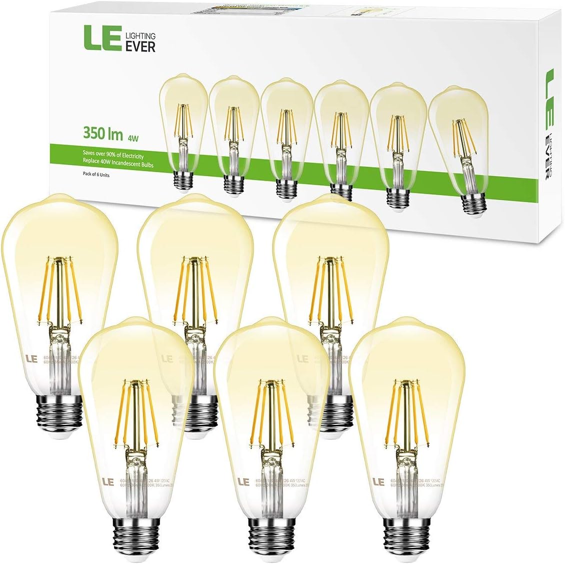 LE ST64 E26 Vintage Edison LED Bulbs