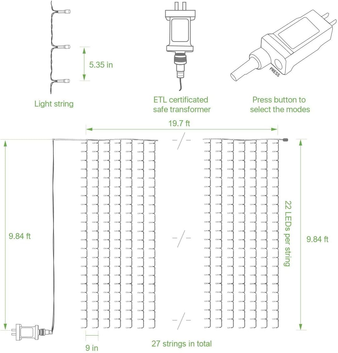 Lighting EVER 594 LED Curtain Lights