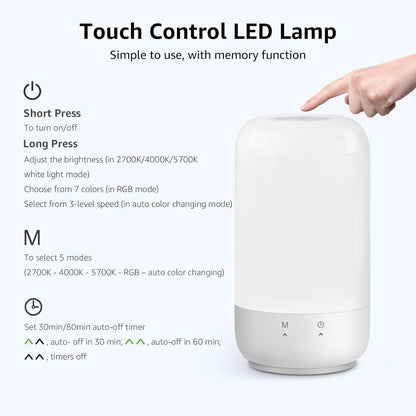 Lepro RGB Dimmable Table Lamp with Metallic Base