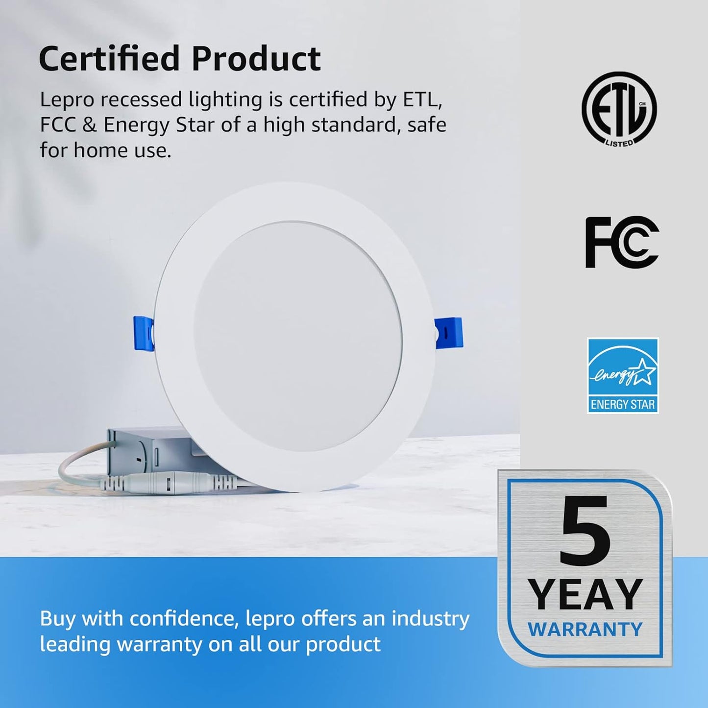 Lepro 6 Pack LED Recessed Lighting Daylight White