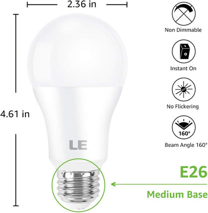 Lepro A19 LED Light Bulb, 5000K Daylight White, 1500 Lumens, E26 Medium Base, Non-Dimmable, 14W (100W Equivalent, Energy Efficiency)