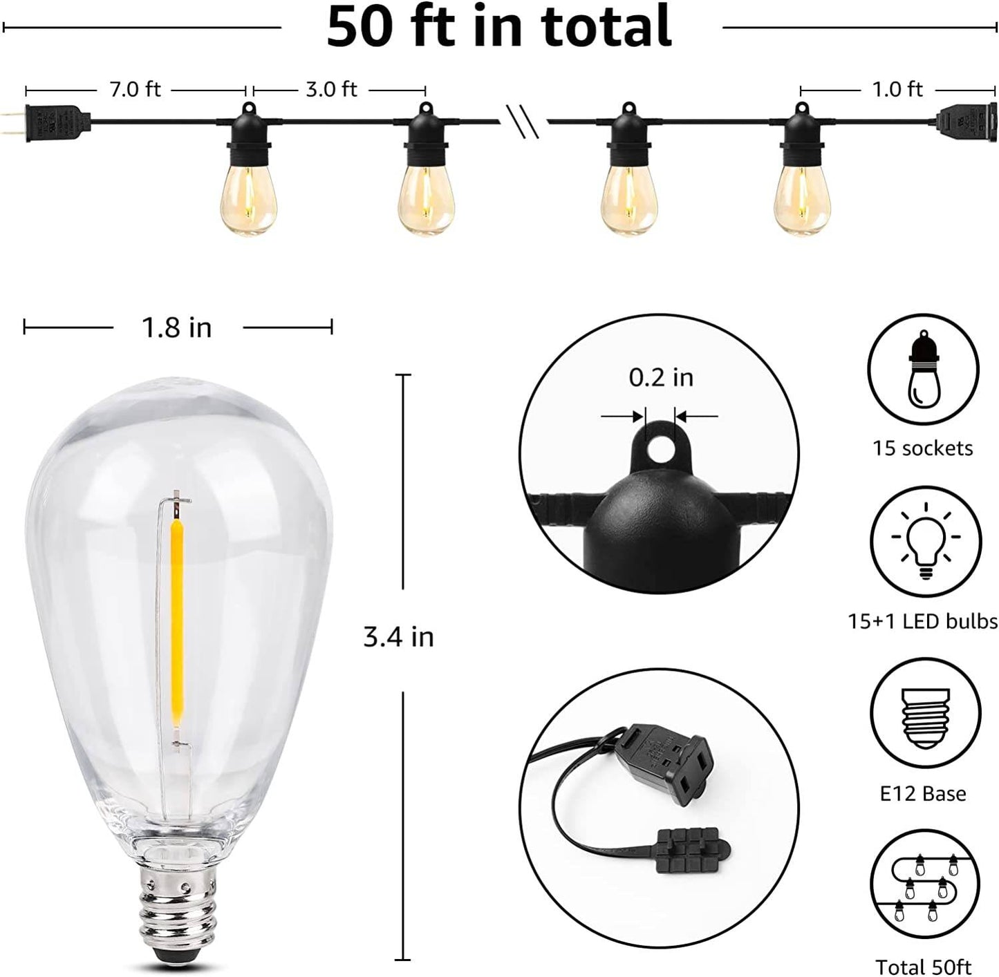 Lepro S14 Outdoor String Lights (50ft)