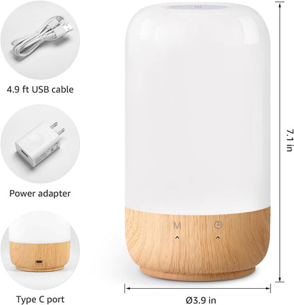 Lepro RGB Ambient Table Lamp with Wood Grain Base, Dimmable & Color Changing