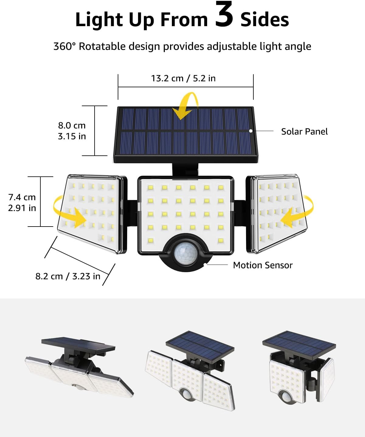 LE Solar Motion Sensor Flood Lights Outdoor - 1000LM