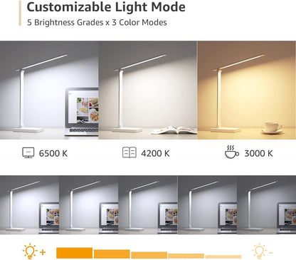 Lepro LED Desk Lamp (Dimmable, with USB Charging Port)