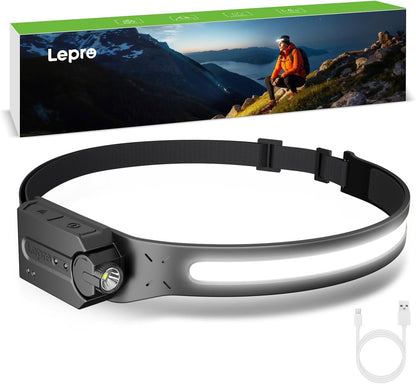 Lepro Rechargeable LED Headlamp - Super Bright Headlamp with Motion Sensor