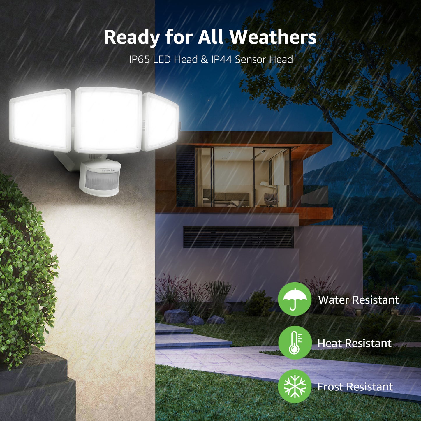 LightVioce Outdoor Motion Sensor LED Security Lights