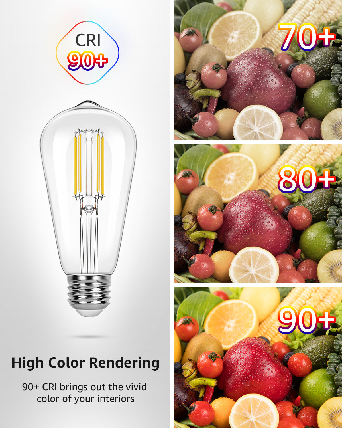 Lepro ST19 Vintage Edison LED Bulbs, Dimmable, E26 Base, 8W (60W Equivalent), 800 Lumens, 2700K Warm White, Clear Glass