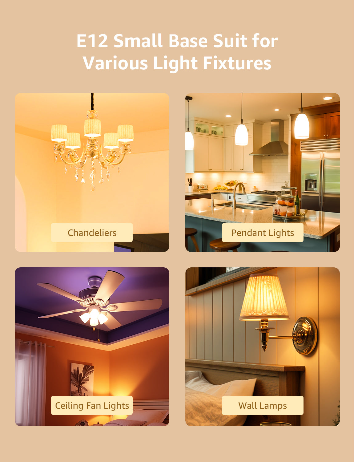 Lepro B11 LED Candelabra Bulbs, E12 Base, Dimmable, 5.5W (60W Equivalent), 500 Lumens, 2700K Warm White, Filament Clear Glass