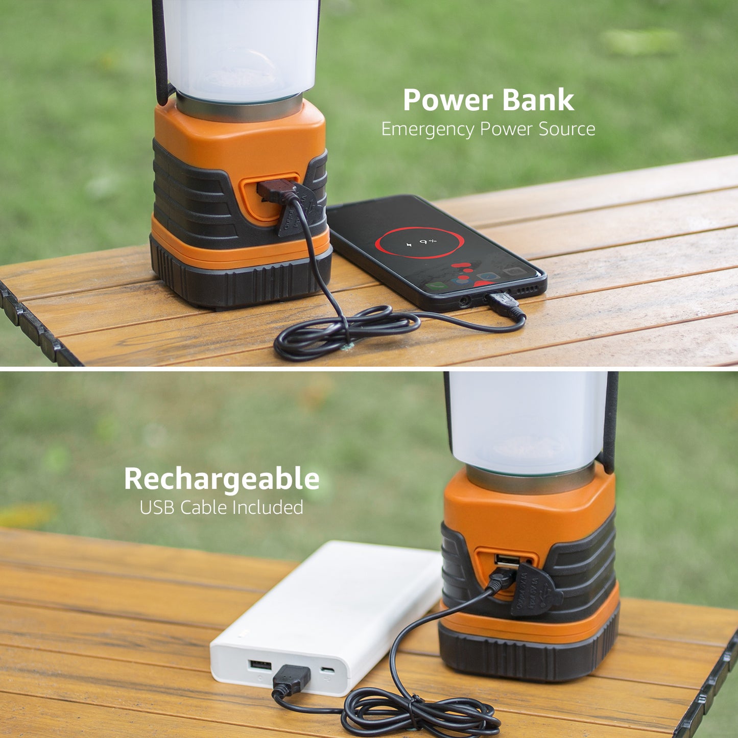 Lepro 1000LM LED Camping Lantern Rechargeable with 4 Light Modes, Orange