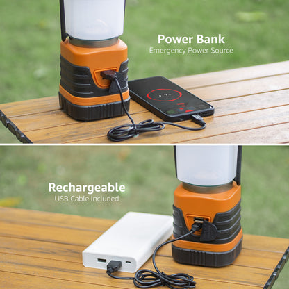 Lepro 1000LM LED Camping Lantern Rechargeable with 4 Light Modes, Orange