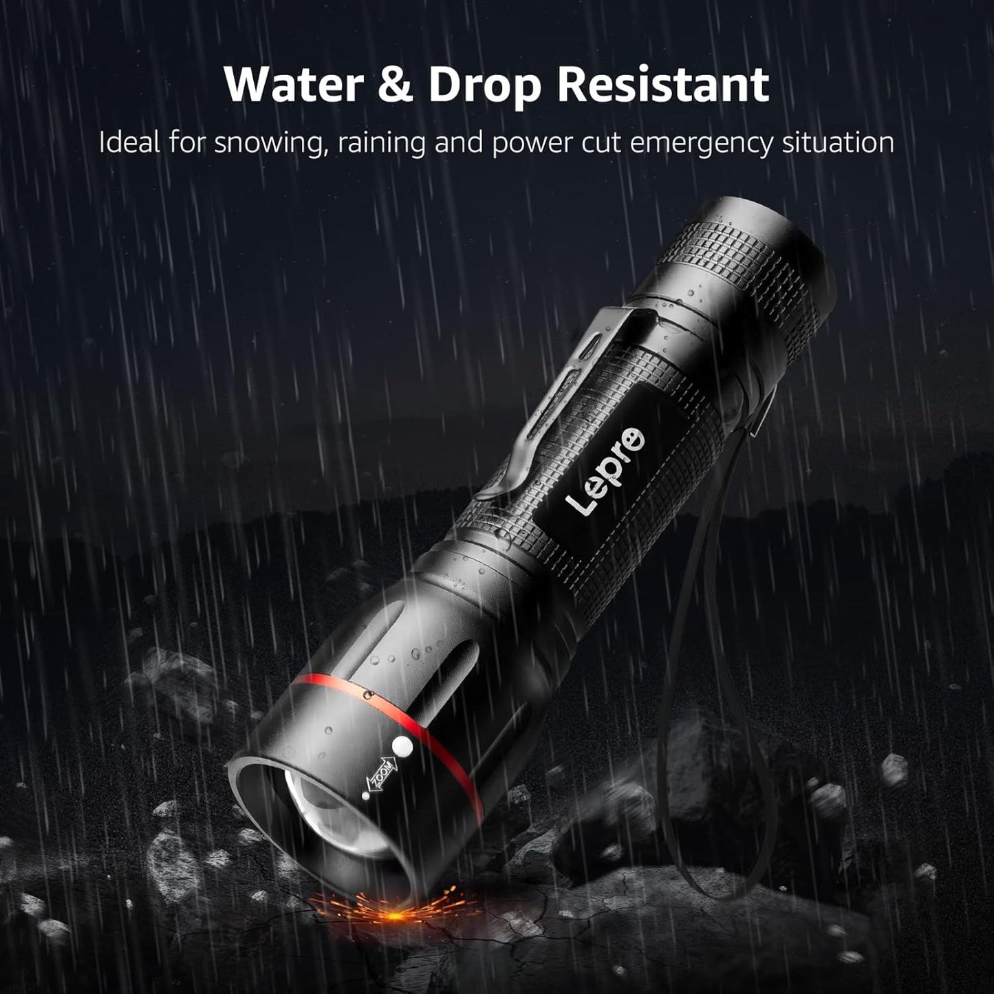 Lepro LED Tactical Flashlight with Clip