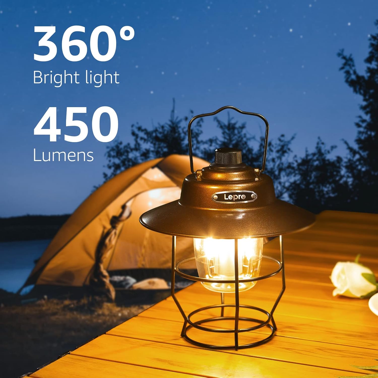 Lepro Led-campinglamp, krachtige campinglantaarn, 1500 lm, werkt op Lepro Led-campinglamp, krachtige campinglantaarn, 1500 lm, werkt op