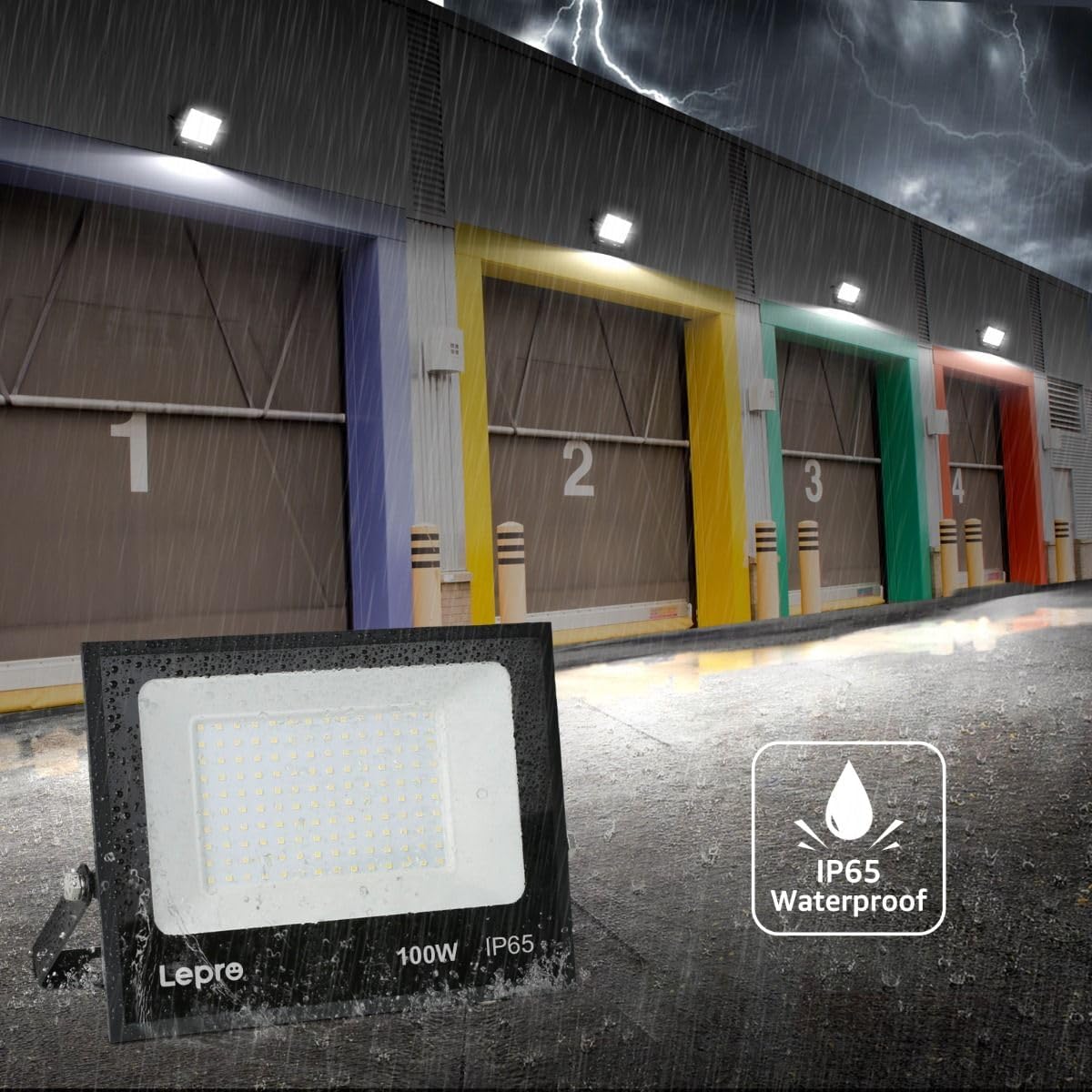 Lepro Outdoor LED Flood Light (100W, 10000LM, 5000K Daylight White)
