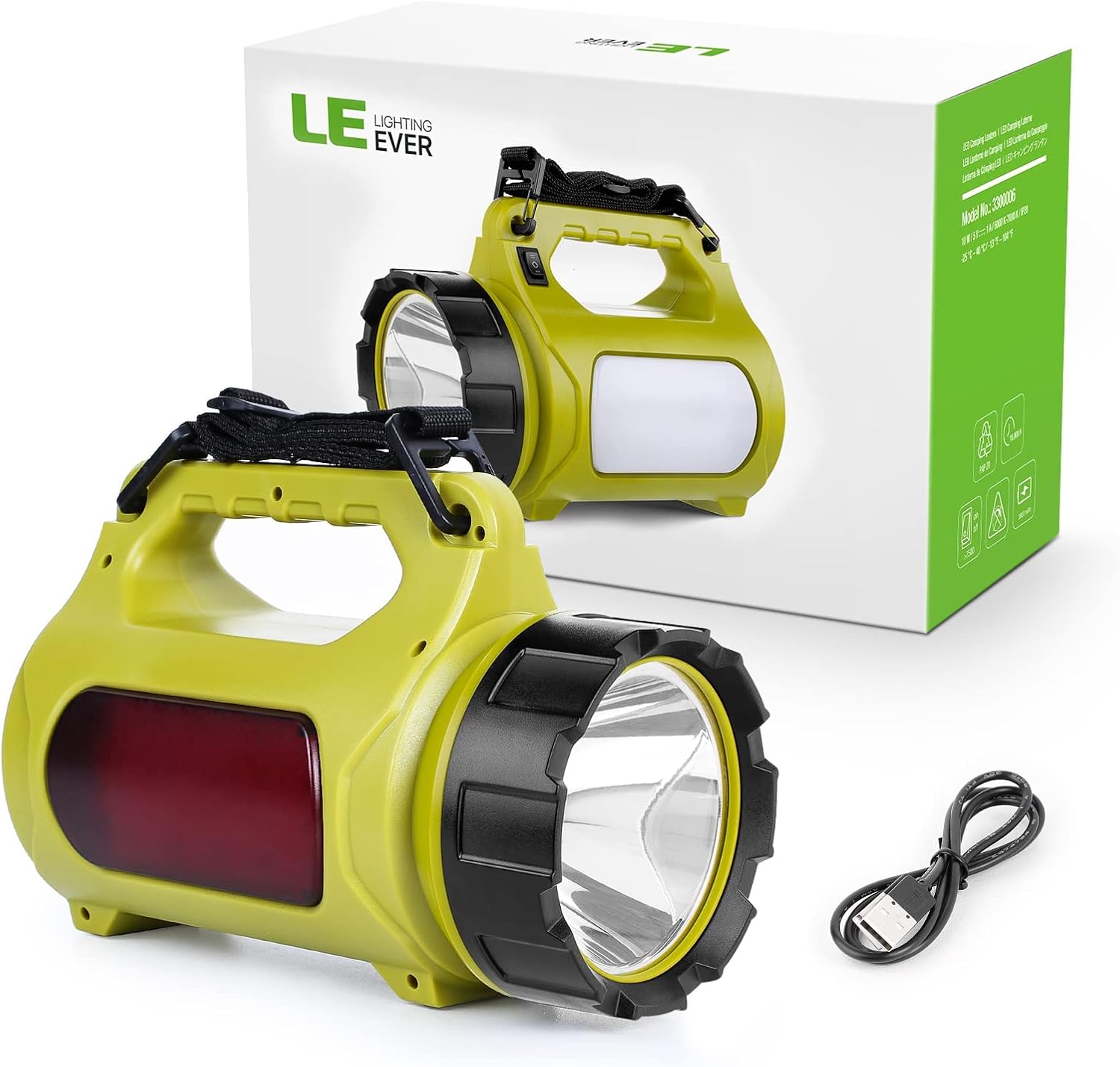 Owwasd Linterna Camping LED Recargable 5000mAh – 96 LEDs, 1800 Lúmenes, Impermeable IPX4, Plegable, Con Gancho Y 3 Modos De Luz