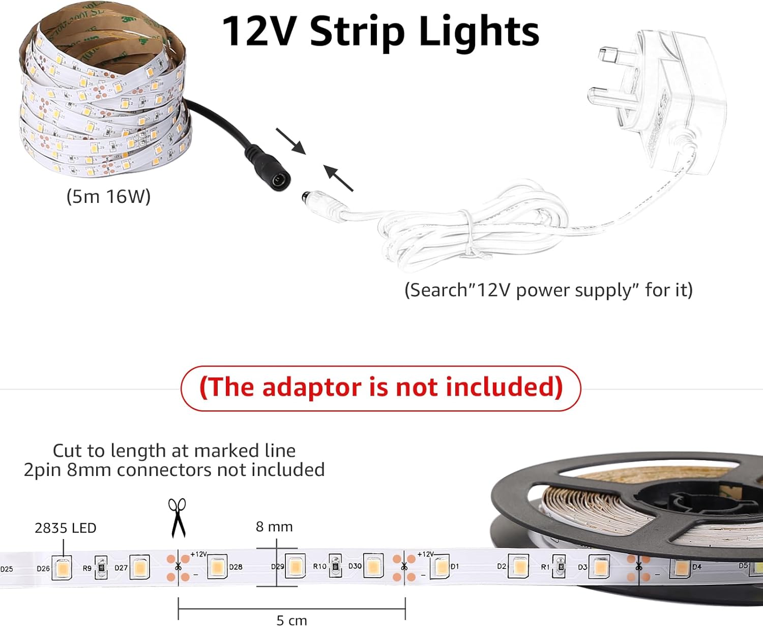 Lepro Flexible LED Light Strip (Warm White, Cuttable)