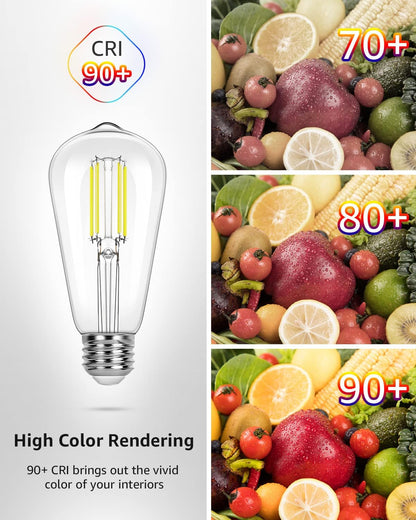 Lepro ST19 Vintage Edison LED Bulbs, Dimmable, E26 Base, 8W (60W Equivalent), 800 Lumens, 4000K Cool White, Clear Glass